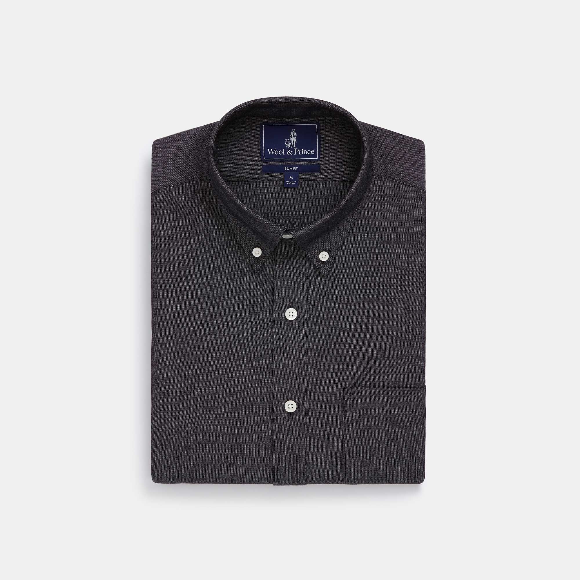 Merino Wool Button-Down Shirt | Black Oxford 210 Black Oxford / L / Regular Merino Wool Button-Down Shirt | Black Oxford 210 Black Oxford / L / Regular
