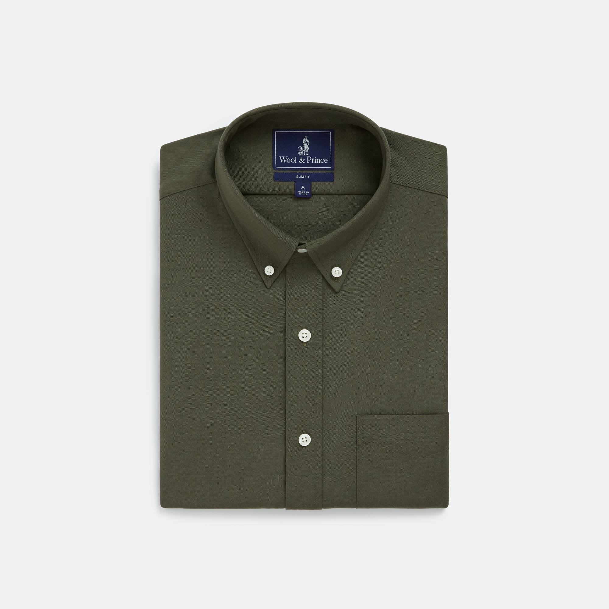 Merino Wool Button-Down Shirt | Burnt Olive 210 Burnt Olive / L / Slim Merino Wool Button-Down Shirt | Burnt Olive 210 Burnt Olive / L / Slim