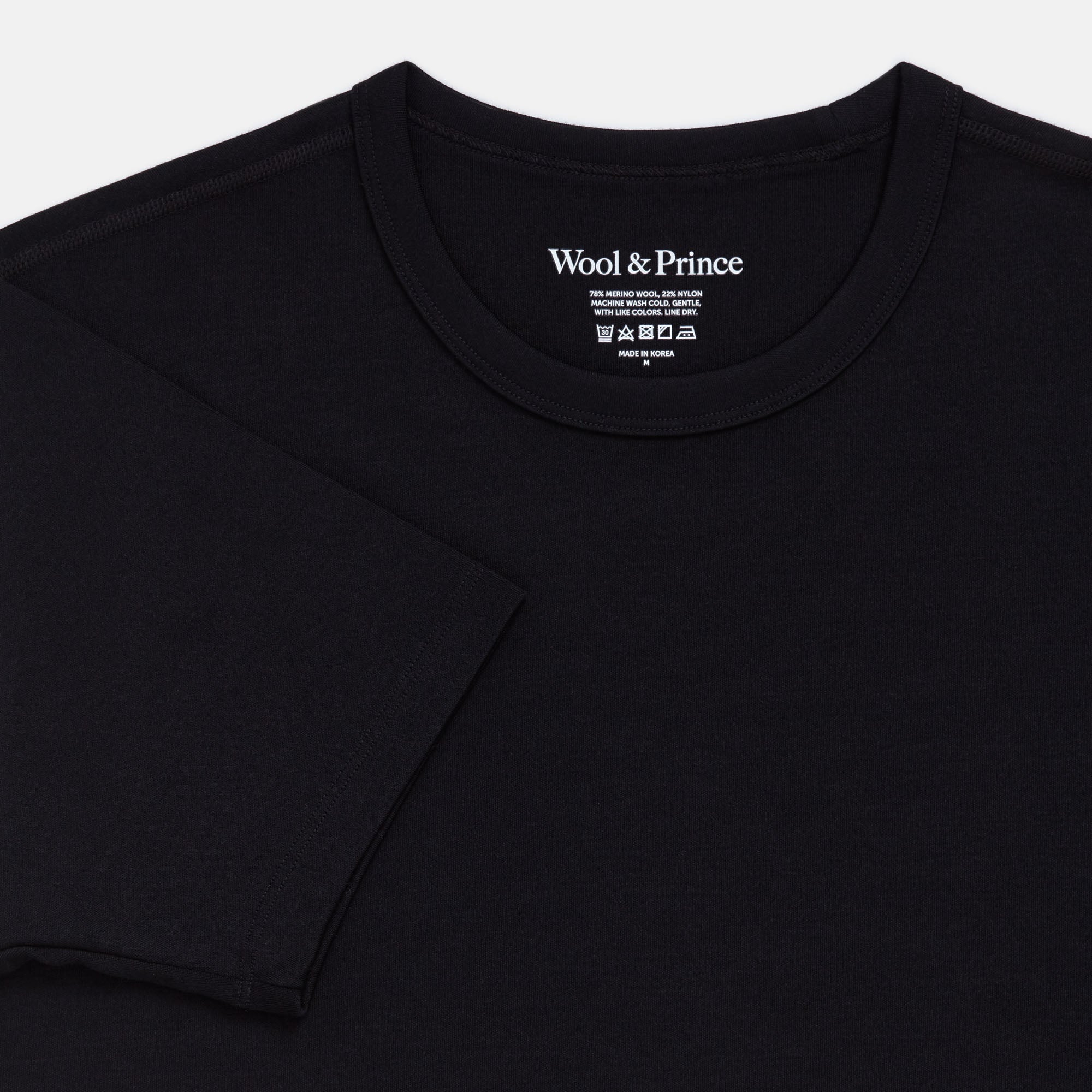 prince 黒 Tシャツ HD939017 Merino Wool Interlock Crew Neck Tee | Black – Crew Neck T-Shirts
