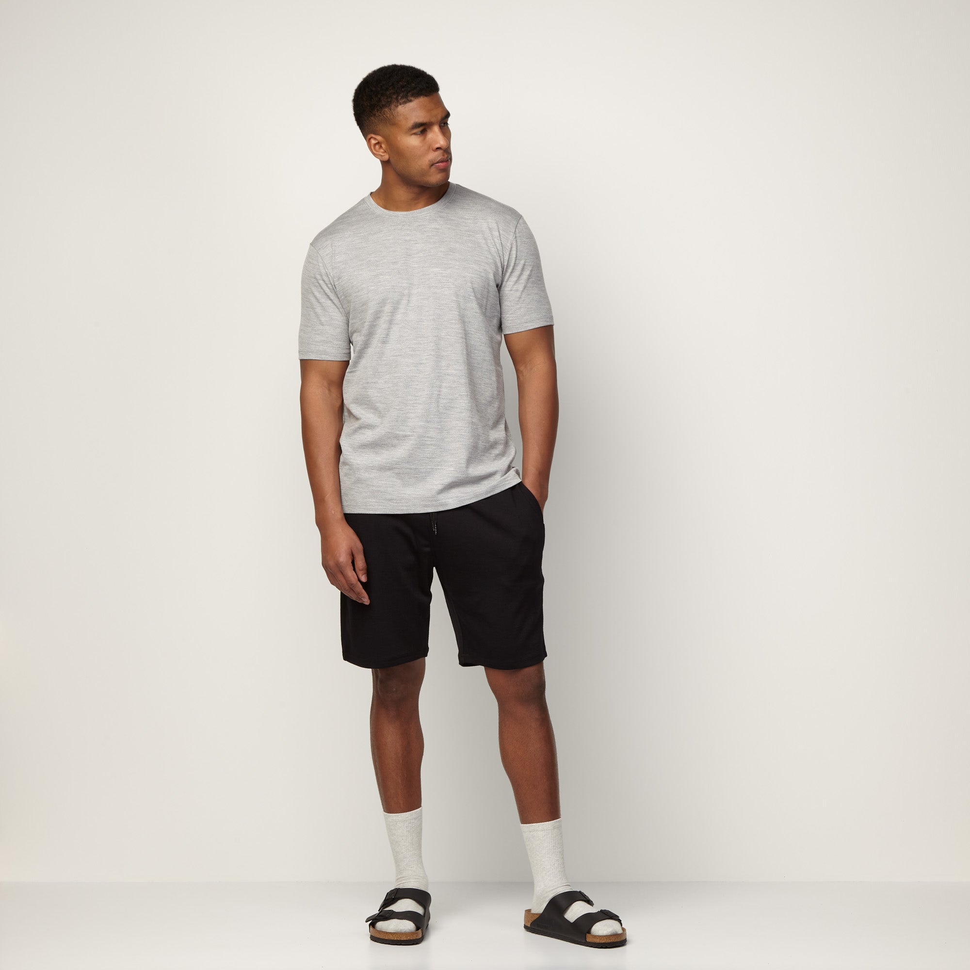 Merino Wool Interlock Knit Shorts | Black | Wool&Prince