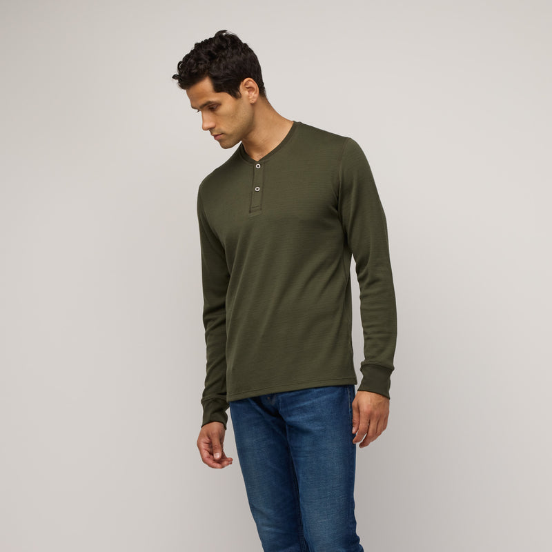 Wool&Prince | Waffle Henley - Forest night