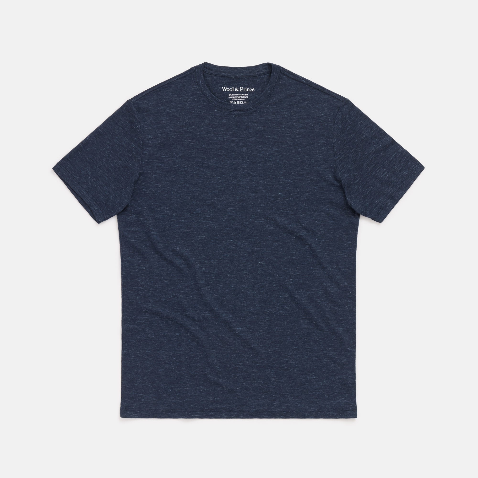 Merino Wool Linen Crew Neck T-Shirt | Washed Navy | Wool&Prince