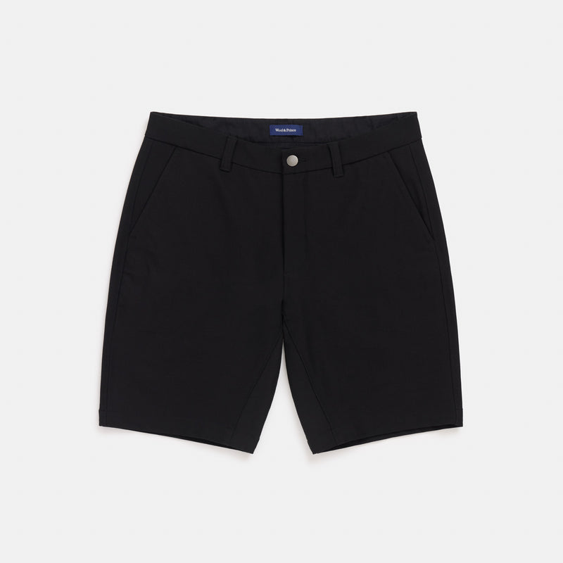 Merino Wool Stretch Canvas Shorts | Black | Wool&Prince