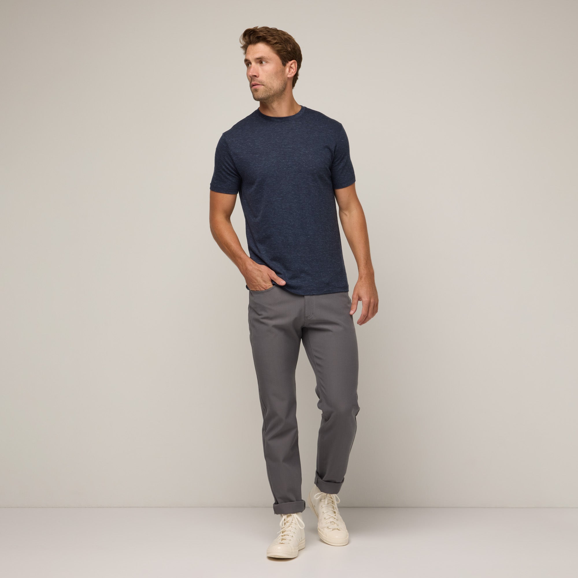 Merino Wool Linen Crew Neck T-Shirt | Washed Navy – Crew Merino Wool Linen Crew Neck T-Shirt | Washed Navy – Crew