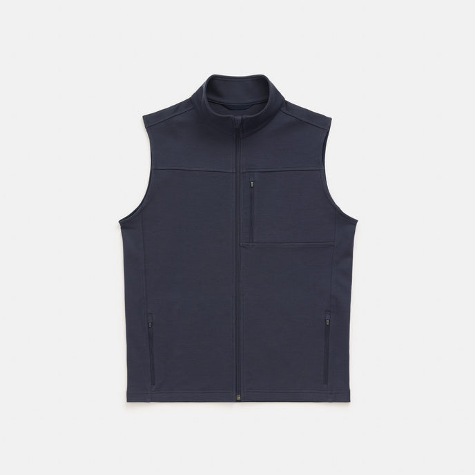 Merino Wool Full-Zip Ponte Jacket | Washed Navy | Wool&Prince
