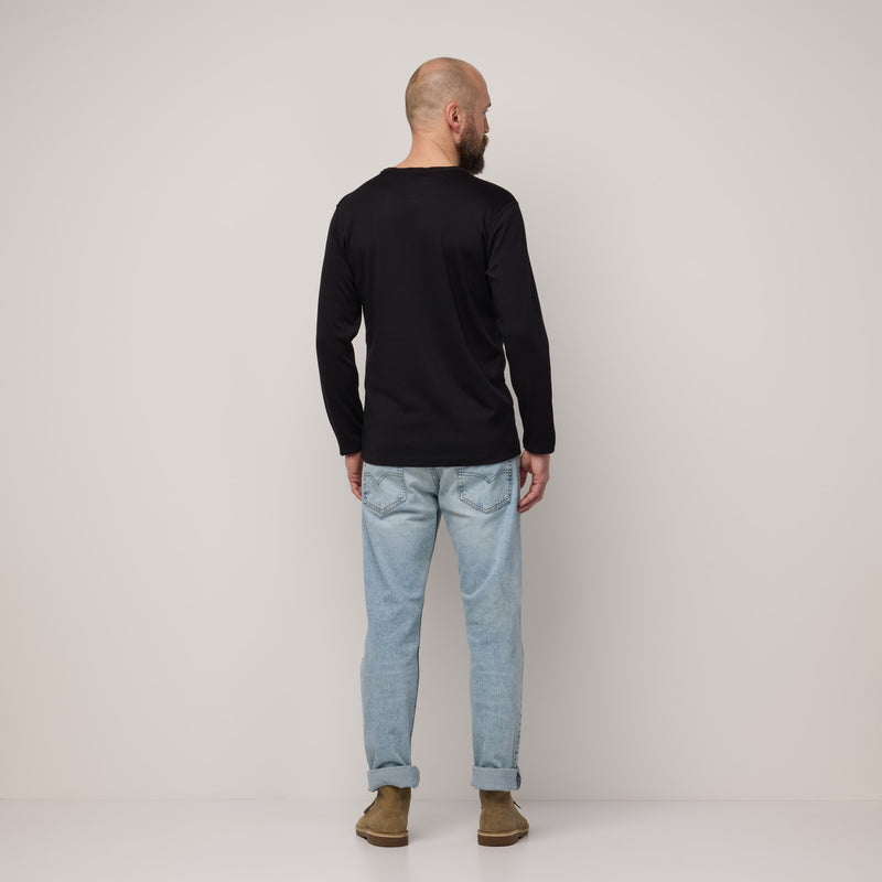 Merino Wool Interlock Sweatshirt | Black | Wool&Prince