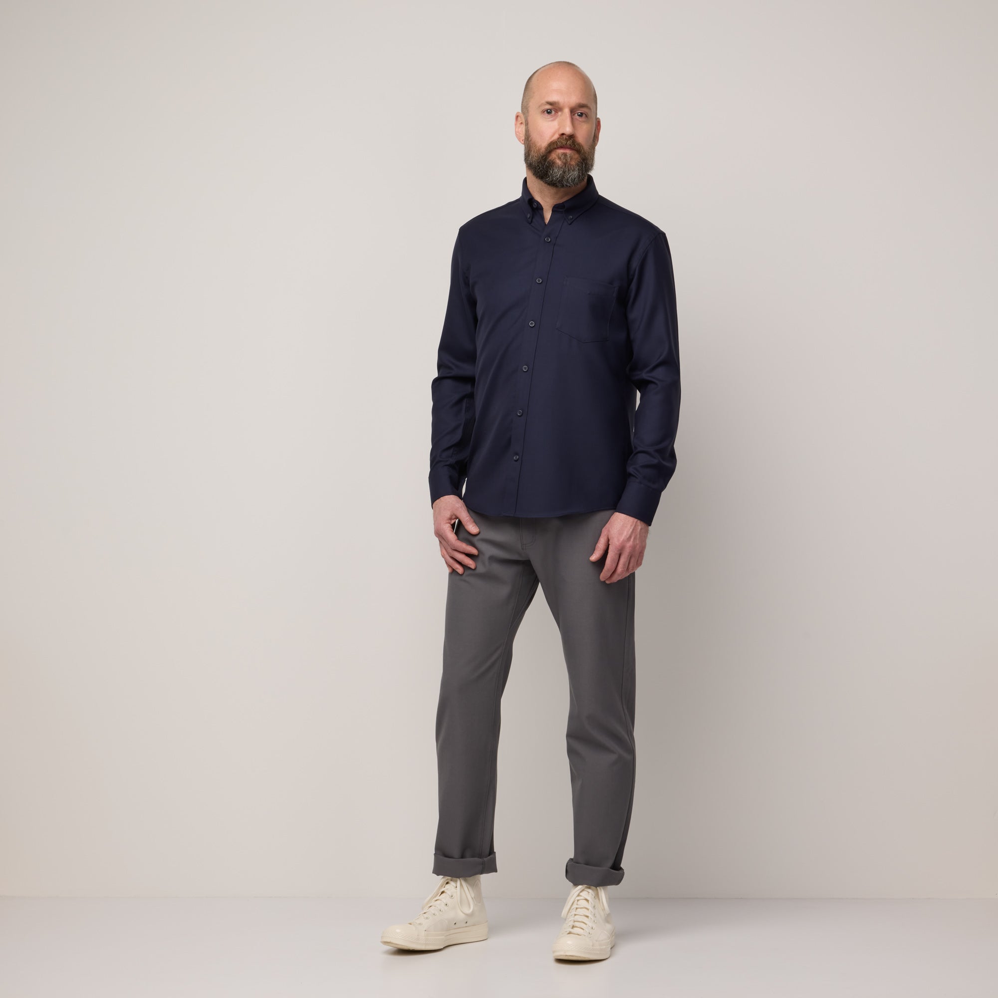Merino Wool Button-Down Shirt | Navy Twill – Button-Down Shirts