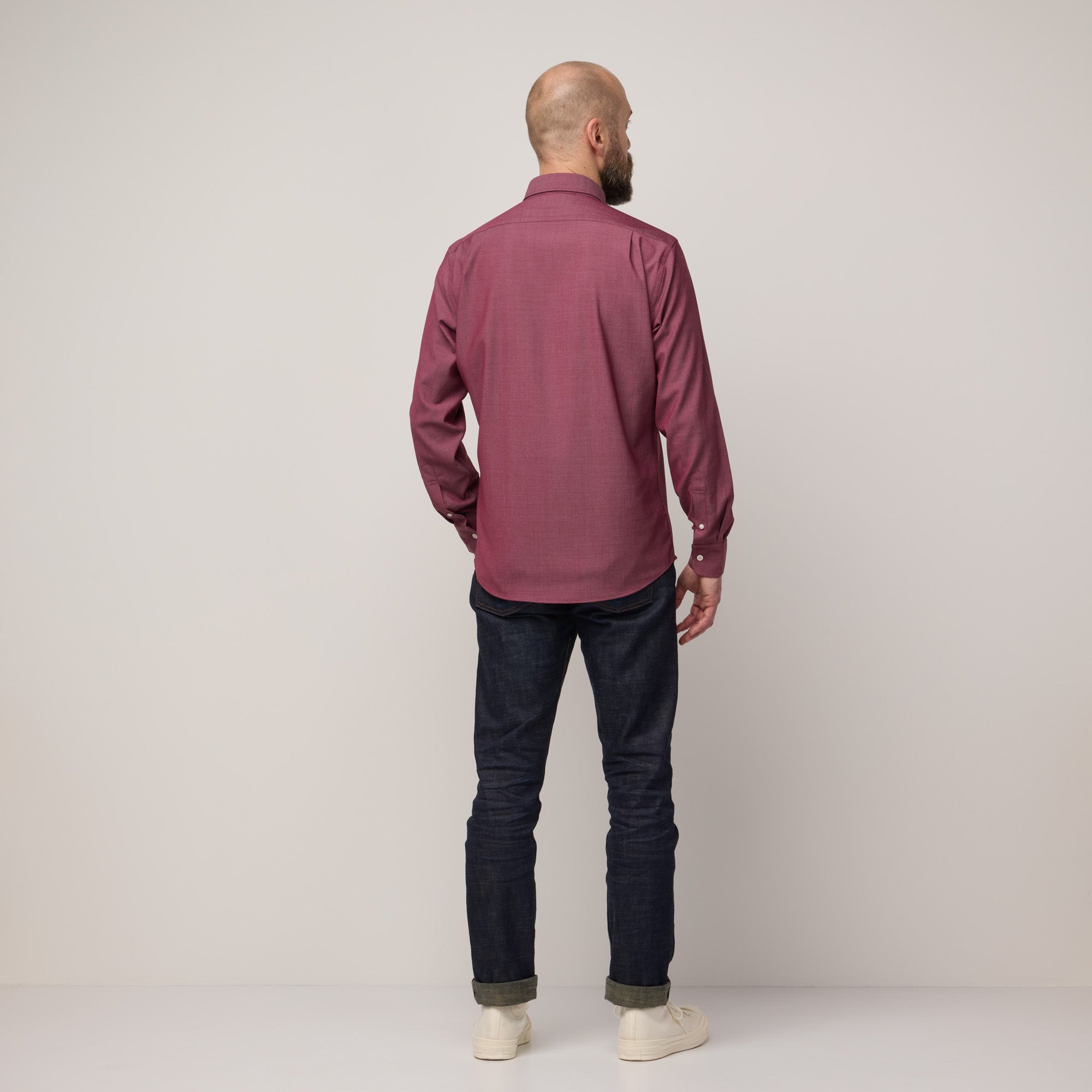 Merino Wool Button Down Shirt Burgundy Oxford 210 Button Down merino-wool-button-down-shirt-burgundy-oxford-210-button-down