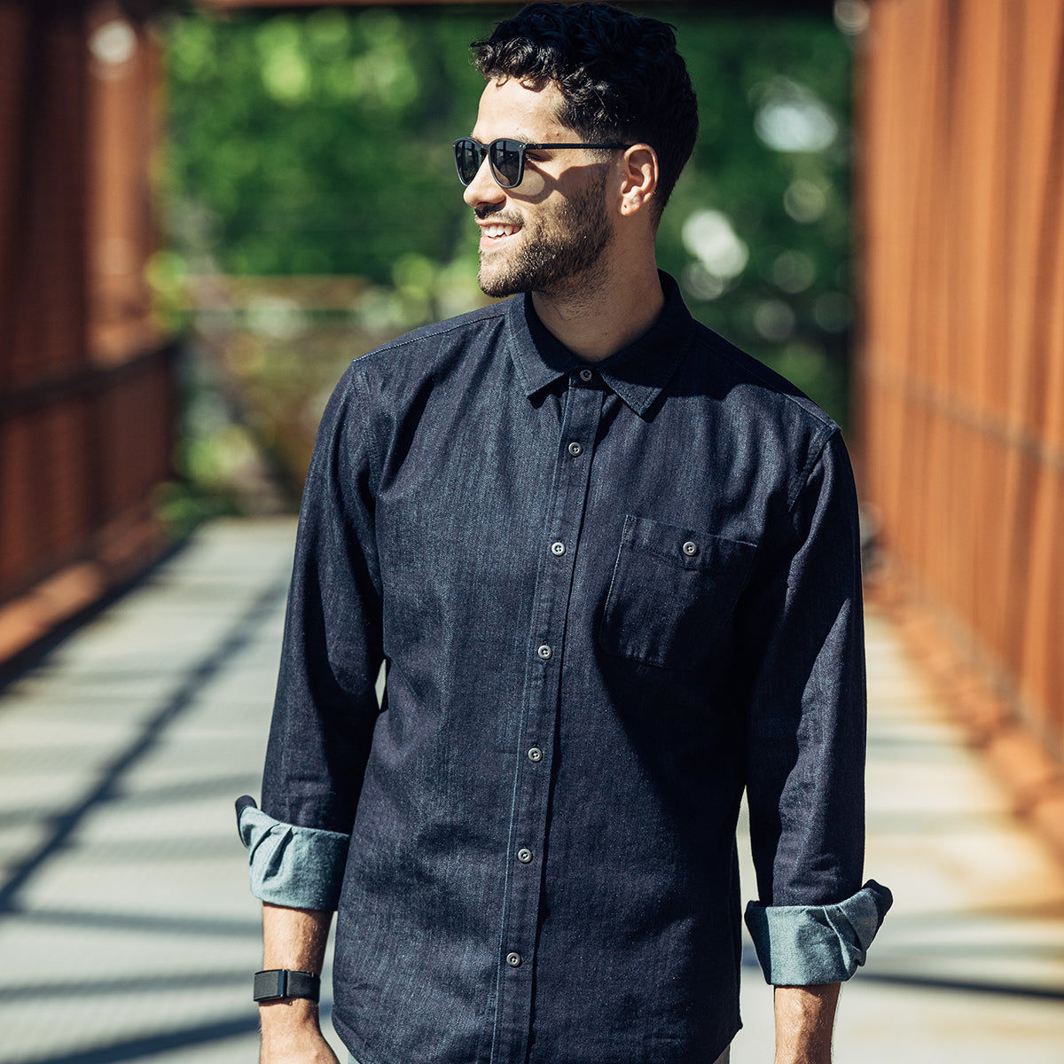 Merino Wool Denim Button-Down Shirt | Dark Indigo – Denim Shirts
